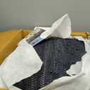 SIMPLIHOME Fredrik Square Pouf - 18 inch Wide Genuine Woven Leather Ottoman in Dark Blue, Boho-Style Footstool or Extra Seating for Living Room or Bedroom with Polystyrene Bead Filling, Assembled