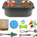 2 in 1 Elevated Dog Bowls with Pet Toys Storage Container, Basic Dog Bowls with Pet Food Storage Box