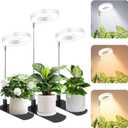 LBW Grow Light for Indoor Plants, Height Adjustable Plant Grow Lamp with Auto On/Off Timer 6/8/12/16H, 3 Colors,5 Dimmable Brightness, for Small Plants, White, 3 Packs