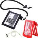 Rough Enough Clear ID Badge Holder Card Wallet with Lanyard 2 Pack Black Red, PVC, Water-Resistant, for Work Travel