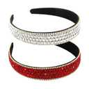 YISSION 2 PCS Rhinestone Headbands for Women, Glitter Crystal Headband Fashion Jeweled Headbands for Girls, Gorgeous Hair Accessories for Women Silver Red
