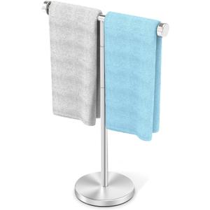 VEHHE T-Shape Hand Towel Holder for Bathroom, Height Adjustable Hand Towel Stand, SUS304 Stainless Steel Towel Holder Stand Non-Slip for Adults, ChildrenSilver
