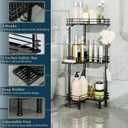 Consumest Corner Shower Caddy Standing - 3-Tier Stainless Steel Shower Organizer with Soap Holder and 4 Hooks, Large Capacity Corner Shelf Stand for Bathroom, Rest Room, Black