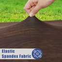 Moosfor Spandex Elastic Fitted Round Tablecloth for 57"-68" Tables, Stretch Washable Reusable Table Cover for Outdoor Picnic, Camping, Dining, Kitchen, Patio and Party, Oak Wooden Grain