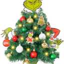 Mini Christmas Tree with Head Arms Legs Tabletop Small Christmas Tree with Lights Thief Body Decorative Ornaments for Home Party Decor