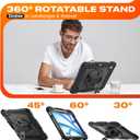 SEYMAC stock Case for iPad Air 11-inch M4-M2 2026-2024 (Gen 8-6), Shockproof Heavy Duty Case with Screen Protector, Pencil Holder, Rotating Stand, Hand Strap, Shoulder Strap, Black