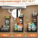 Under Sink Organizer and Storage for Bathroom and Kitchen - 2 Pack 3 Tier Under Cabinet Pull Out Shelf Organizers - Slide Out Drawer Organization for Home Cabinets Shelves and Drawers