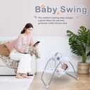 Baby Swing for Infant,Newborn Swing with Music,5 Speed Levels,Timing Setting,Soft Cushion,Foldable Infant Swing with with Hanging Planets Toy & Mirror for Indoor Outdoor Use 0-9 Months