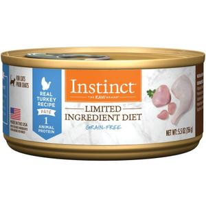 Instinct Limited Ingredient Diet Grain Free Real Turkey Recipe Natural Wet Canned Cat Food by Nature's Variety, 5.5 oz. Cans (Pack of 12)