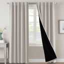 H.VERSAILTEX 100% Blackout Curtains for Bedroom with Black Liner Full Room Darkening Curtains Thermal Insulated Back Tab/Rod Pocket Window Drapes for Living Room, 2 Panels, 42 x 84 Inch, Pumice Stone