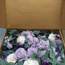 Ling's moment Purple Lilac Artificial Wedding Arch Flowers Kit Pack of 4, 2pcs Hanging Flower Arrangement 2pcs Chiffon Drapes Ceremony Reception Fake Rose Arbor Backdrop Floral Party Outdoor Decor