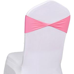 Pink Chair Sashes Bows 50 Pcs Spandex Chair Bands Ties Without Buckle Decorations for Wedding Birthday Party Events Ceremony