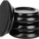 Eison Piano Caster Cups for Upright Piano Wooden Piano Caster Piano Leg Floor Protectors with Non-Slip & Anti-Noise Foam Hardwood Floor Protectors, Set of 4, Black