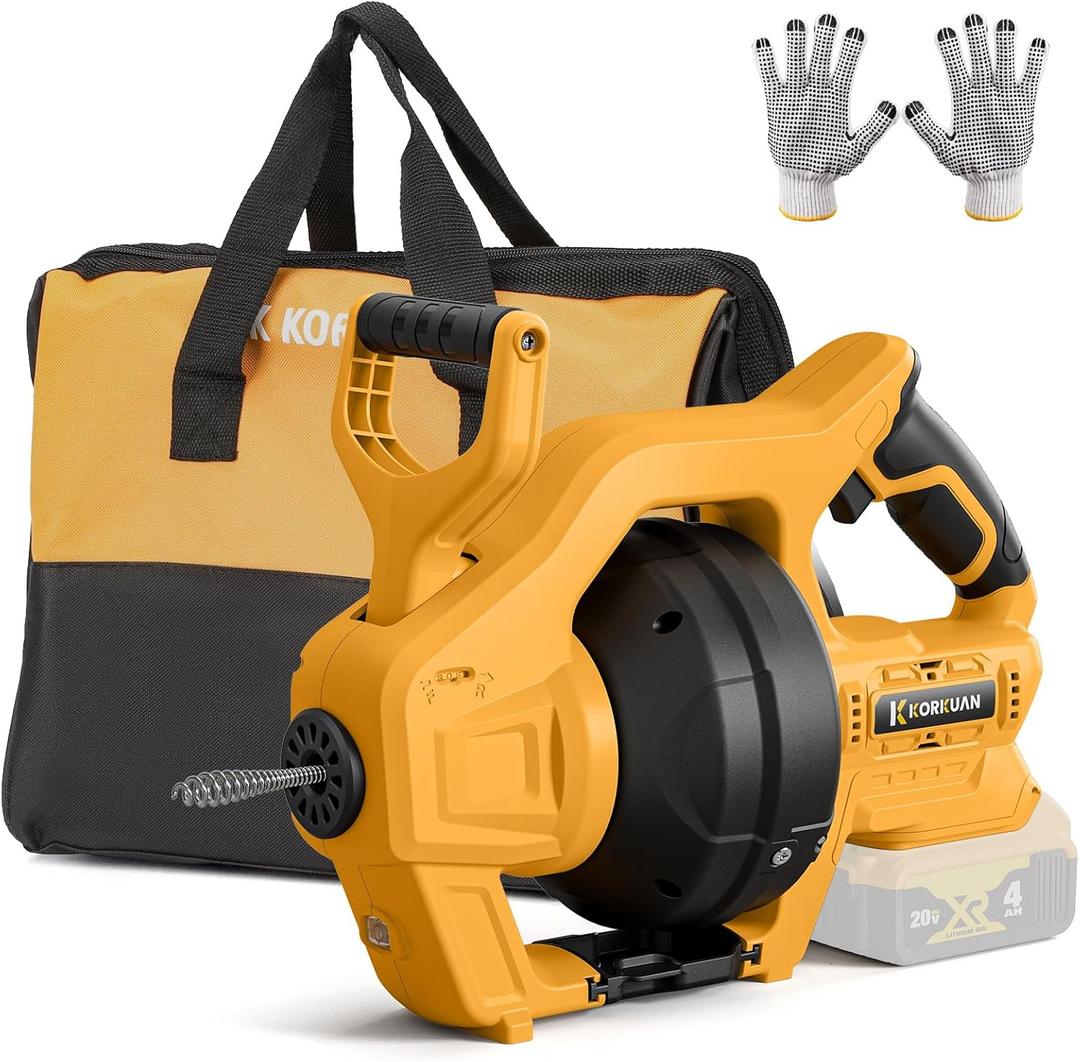 Cordless Drain Auger Compatible with Dewalt 20V Battery, Auto-Feed Plumbing Drain Snake with 23.62FT Replaceable Cable, Drain Clog Cleaner Tool for Sink, Toilet, Bathtub, Sewer (Battery Not Included)