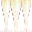 Prestee 24 Piece Plastic Champagne Flutes - 4.5 oz Plastic Wine Glasses with Rose Gold Glitter - Cocktail Glasses for Parties - Party Supplies for Mimosa Bar, Wedding, Shower Party and New Years Eve (24 Count (Pack of 1))