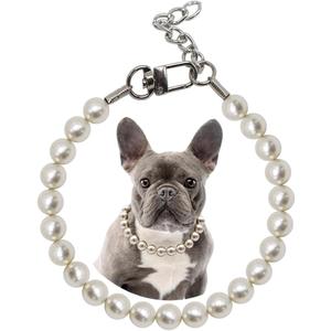 0.55 inch Big Pearl Dog Collar,Suit for Medium Large Dog,Occasions and Garden Party,Strong Stainless Steel Wire Rope,Elegant Exquisite Adjustable Dog Pearl Necklace (15.7"-17.7"(Inner Circumference), Champagne)