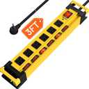 Power Strip Surge Protector 2700J with Individual Switches and Flat Plug, 3FT Heavy Duty Cord 6 Wide Spaced Outlet Mountable Metal Power Strips with Cord Manager and Hanger