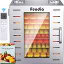 Food Dehydrator for Jerky, Remote Control, Large 10 Stainless Steel Trays, 1000W Fruit Dehydrator, 24H Timer and 194F Temperature Control, Overheat Protection, Food Dryer for Jerky, Fruit, Dog Treats