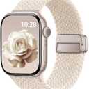 Braided Stretchy Band Compatible with Apple Watch Bands 44mm 45mm 46mm 49mm Women Men, Soft Nylon Solo Loop Magnetic Sport Strap for iWatch Series 11 10 9 8 7 6 5 4 3 2 1 SE Ultra