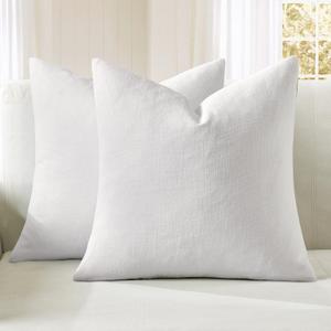 MIULEE White Couch Pillow Covers 20x20 Inch, Set of 2 Soft Chenille Decorative Square Throw Pillow Covers Farmhouse for Sofa Living Room Bed (20" x 20" (Pack of 2))