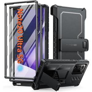 FNTCASE for Samsung Galaxy Note-20-Ultra Case: Military Grade Rugged Cell Phone Cover with Kickstand | Shockproof TPU Protection Bumper Matte Textured Design for Note 20 Ultra (Black)