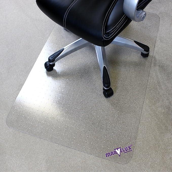 Marvelux Office Chair Mat for Carpeted Floors, Heavy Duty Polycarbonate for Medium Pile Carpets, Rectangular 36" x 48" Clear Carpet Protector, Clear