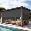 May in Color Outdoor Roller Shades for Patio with Valance, New Material Shade Cloth with 95% UV Blockout, Cordless Outdoor Shade with Crank Handle for Balcony Patio Porch, (6'W X 6'H), Black