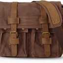 FANDARE New Vintage Messenger Bag Satchel Bag bag Bookbag Casual Travel Shoulder Bag (Brown)
