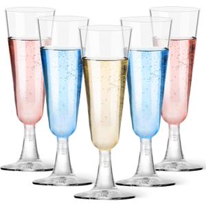 GuanQiao Plastic Champagne Flutes 20 Pack, 5.5 Oz Clear Disposable Plastic Champagne Glasses,  Glasses Cups for Wedding Celebration Birthday Party  Tasting New Years Eve Party Supplies