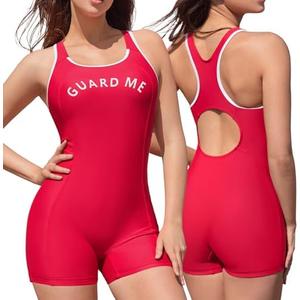 GUARD ME Womens Guard Athletic One Piece Boyleg Swimsuit Competitive Pro Swimwear Size M