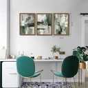 Sage Green Abstract Wall Art Set of 3, Modern Abstract Canvas Wall Decor Paintings, Green Neutral Minimalist Posters Prints Pictures for Living Room Bedroom Office Home Decor 16x24 Inch Wood Framed, 24L" x 16W"