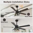 52" Farmhouse Ceiling Fan with Light and Remote, Outdoor Ceiling Fan Dual Finish 5 Blades 6-Speed Quiet and Reversible DC Motor, Ceiling Fans with Light for Bedroom Living Room and Patio