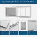 Yuzzy Shed Windows 2 Pack, 10"x29" Sliding Windows Transom Window with Tempered Glass and Removable Fiberglass Screen for Shed, Chicken Coop, Playhouse, Household, Garage, Barns (White)