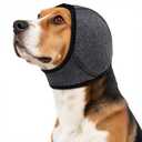 AuraPaw Calming Hoodie Dog Ear Covers Waterproof,No Shake Hematomas Ear Wraps for Dogs,Adjustable Anxiety Relief Head Wrap Muffs Noise Cancelling Protector for Fireworks/Grooming/Bathing/Swim,Grey,L