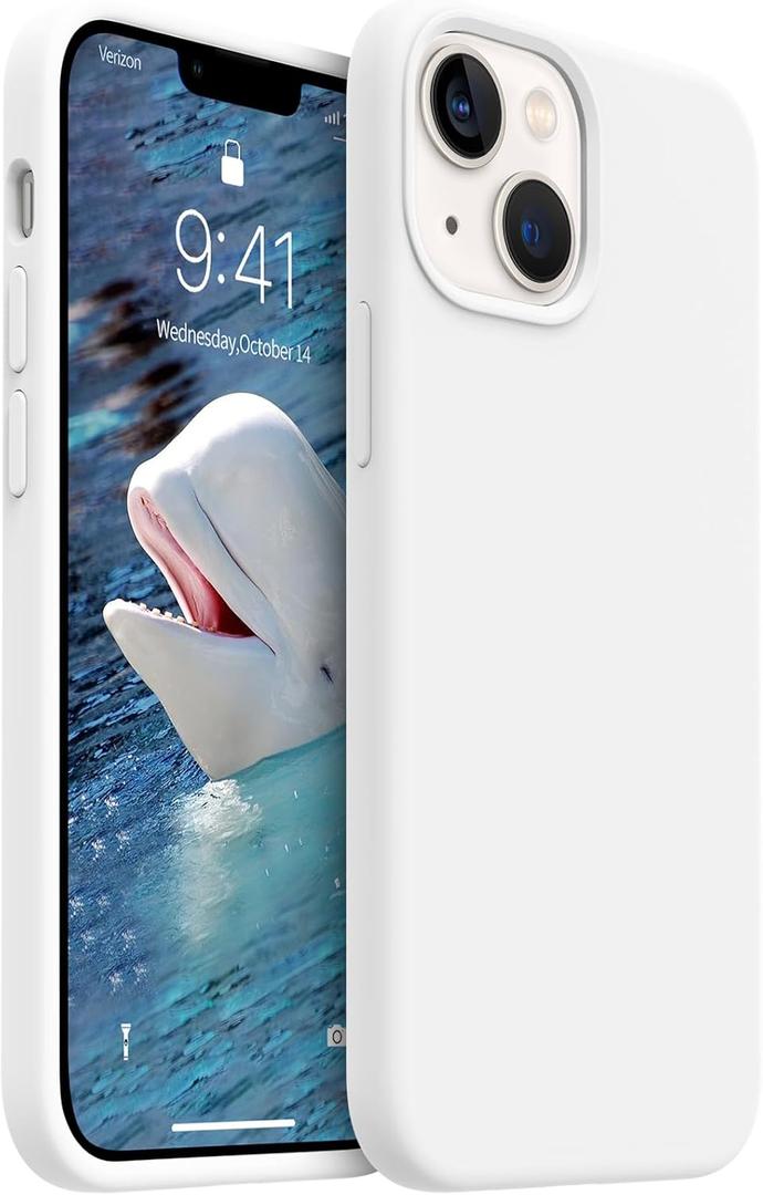 AOTESIER Magnetic for iPhone 13 Mini Case, [Compatible with Magsafe][Food Grade Silicone] Phone Case with Soft Anti-Scratch Microfiber Lining, Camera & Screen Protection 5.4 inch, White (Cream)