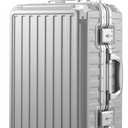 LUGGEX Zipperless Luggage with Spinner Wheels, Polycarbonate Aluminum Hard Shell Suitcase, Carry On 20 Inch, Silver Grey