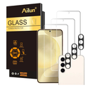 Ailun Screen Protector for Galaxy S24 3 Pack + 3 Pack Camera Lens Tempered Glass Fingerprint Unlock Compatible 0.25mm Anti-Scratch Case Friendly Clear - HD