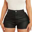 hibshaby Faux Leather Shorts for Women Sexy High Waist Black Pu Leather Shorts,Size S