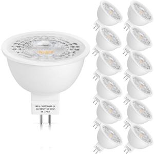 Mlambert 12 Pack MR16 LED Bulbs 50W Halogen Equivalent,2700K Warm White,5W GU5.3 MR16 12V Spotlight Bulb,Non-Dimmable,45 Beam Angle for Landscape