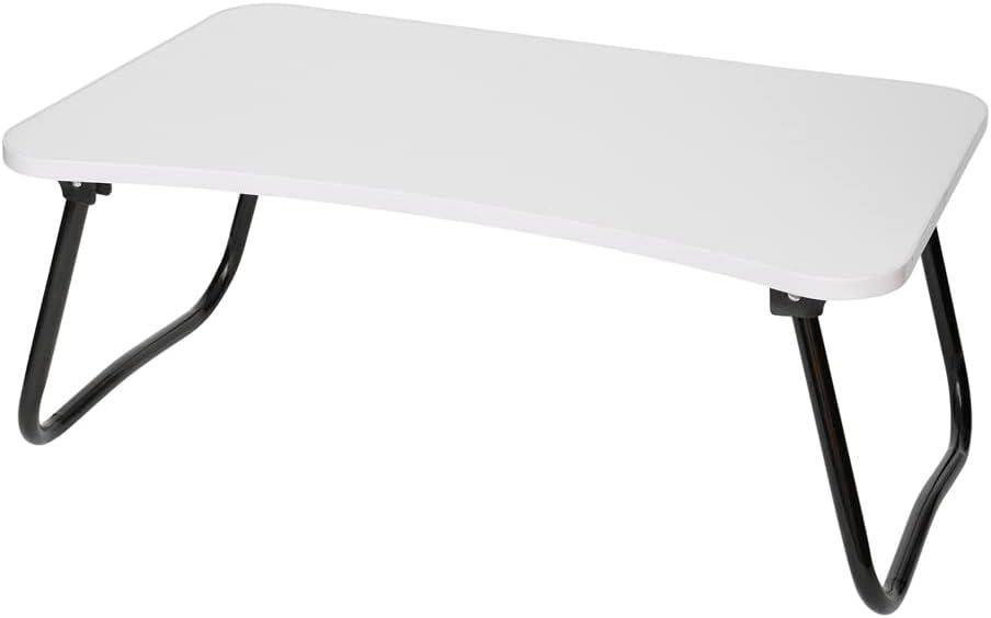 Folding Desk for Bed (White), by Home Basics | Lap Desks for Adults | Foldable Table for Laptop, Reading, Eating, and More | Minimalist Bed Desk with MDF Top
