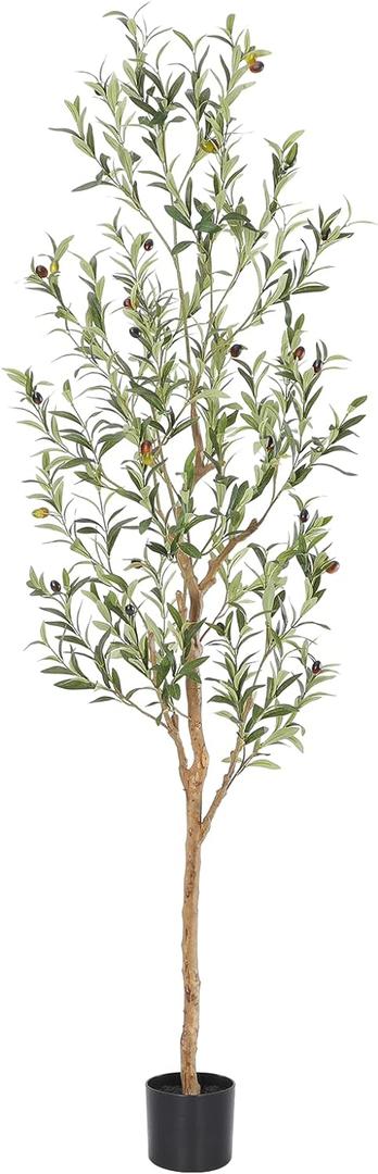 Faux Olive Tree 6ftOlive Trees Artificial Indoor with Natural Wood Trunk and Realistic Leaves and Fruits. 6 Feet(72in) Fake Olive Tree for Home House Office Dcor.