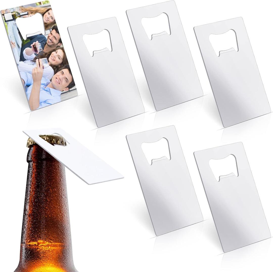 6 Pcs Sublimation Bottle Opener Blanks Credit Card Bottle Metal Stainless Steel Wallet Beer Opener for Christmas Wedding Party Gifts Bar Kitchen Restaurant, White 2.09 x 3.35 Inch