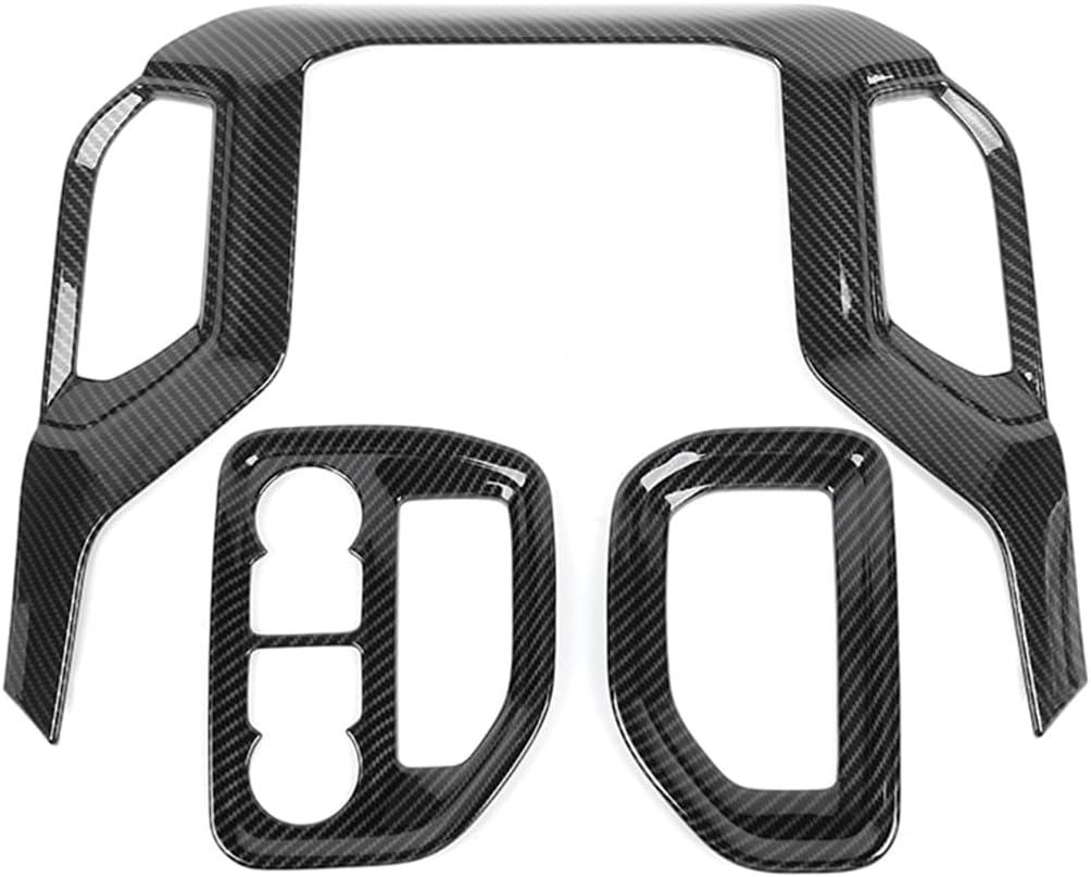 For Silverado Center Console Dash Side Air Vents Cover Fit for Chevy Silverado 2019-2021 for GMC Sierra 2019-2022 Black Carbon Fiber Interior Accessories 3pcs (Gray)