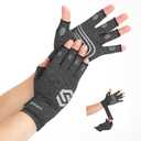 Duerer Arthritis Compression Gloves with Straps, Women Men for RSI, Carpal Tunnel, Rheumatoid, Tendonitis, Hand Pain, Hand Support. Fingerless Gloves for Computer Typing and Daily work (Grey, L) (Large (1 Pair))