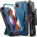 FNTCASE for iPhone 17e Phone Case: for iPhone 16e Casee Military Grade Rugged Case with Kickstand & Holster | Shockproof TPU Protection Bumper Matte Textured Design | Heavy Duty Protector Blue