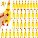 34 Pcs 6 Inch Squeaky Rubber Chickens Screaming Chicken Bulk Yellow Squawking Chicken for Kids Adults Party Prank Novelty Favors Family Game Toys Noise Maker
