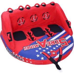 ZOOMBROS Towable Tubes for Boating 2-3 Person, Front/Back Tow Points Sofa Style Boat Tubes and Towables, Holds 340-510 lbs Large Capacity, Premium Nylon Cover, Perfect for Kids & Adults
