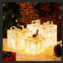 3Pcs Christmas Lighted Gift Boxes, 10in, 8in, 6in Light up Christmas Decorations Indoor and Outdoor, Battery Operated Present Box for Decor Tree, Yard, Home