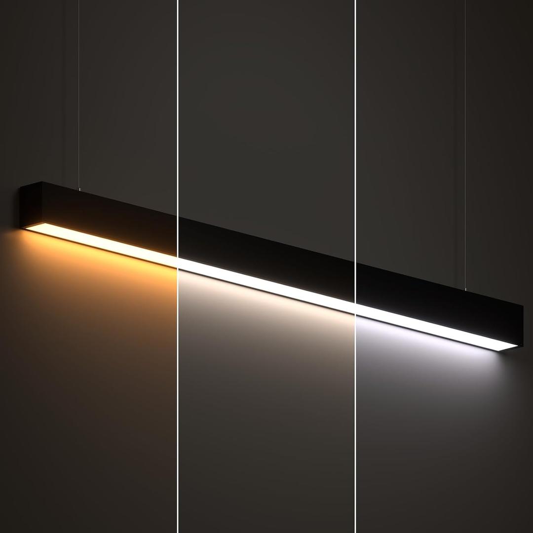 JTT 4FT LED Linear Light, 30W/40W/50W 3CCT 3000K/4000K/5000K CCT Selectable, 6250 LM Linkable Office Shop Light Fixture, ETL Listed Dimmable Architectural LED Suspension Office Lighting Fixture