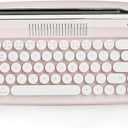 YUNZII Upgraded Wireless Typewriter Keyboard, Retro Aesthetic with Integrated Stand,Cute Round Keycaps, USB-C/Bluetooth Connection for Table, Phone, PC and Win/Mac/Android (B307, Baby Pink)